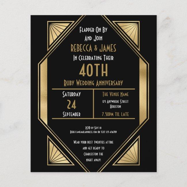 Paper | Art Deco Ruby 40th Anniversary Invite