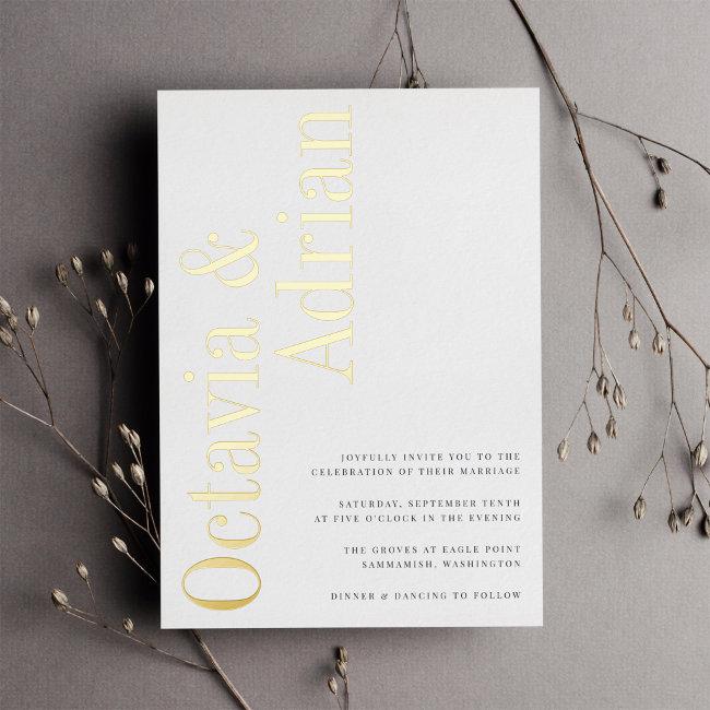 Parallel | Modern Black & Gold Typography Wedding Foil