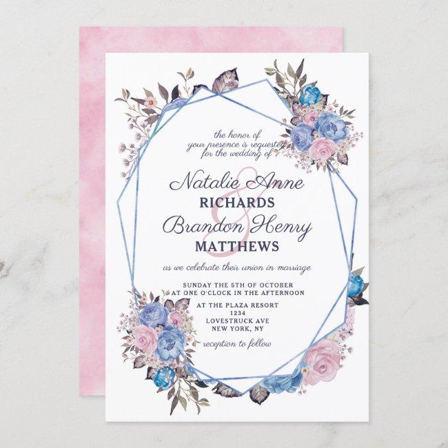 Parisian Charm Blue & Pink Geometric Wedding