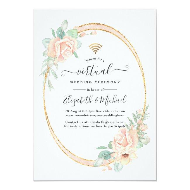 Pastel Blush Floral Geometric Virtual Wedding
