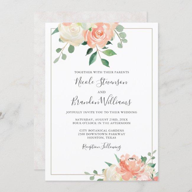 Peach And Off-white Elegant Floral Wedding