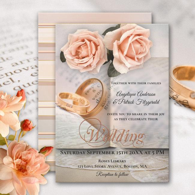 Peach Roses Love Story Book Wedding