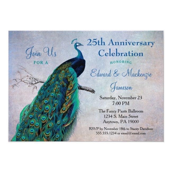 Peacock Anniversary  Vintage Blue Bird