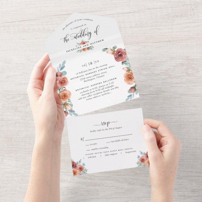 Photo, Blissful Floral Wedding W/ Perforated Rsvp All In One