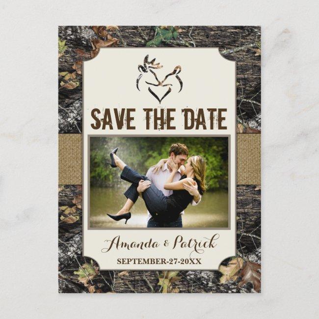 Photo Country Rustic Deer Camo Save The Date