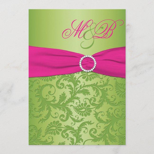 Pink And Green Damask Monogrammed