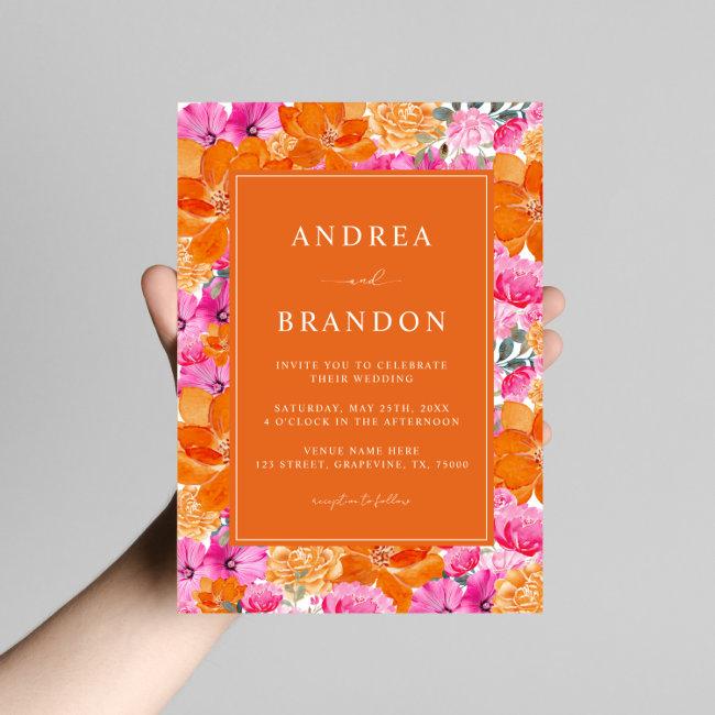 Pink And Orange | Vibrant Garden | Qr Code Wedding