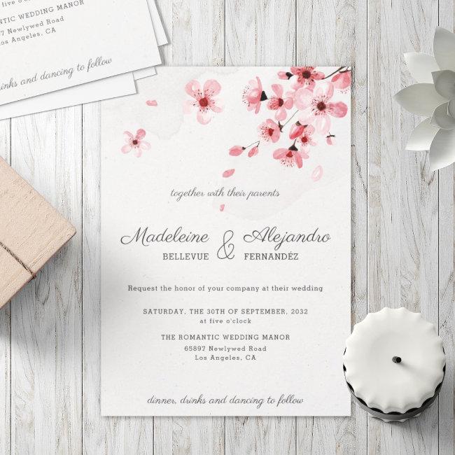 Pink Cherry Blossoms Floral Romantic Wedding
