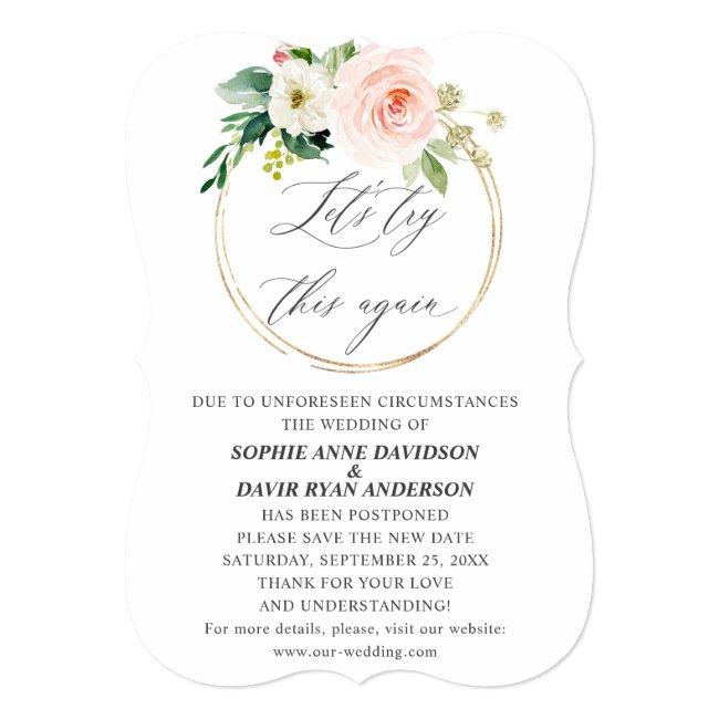 Pink Cream Floral Wedding Try Again Save New Date