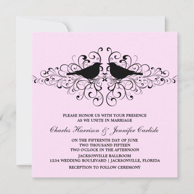 Pink Love Bird Swirls Wedding