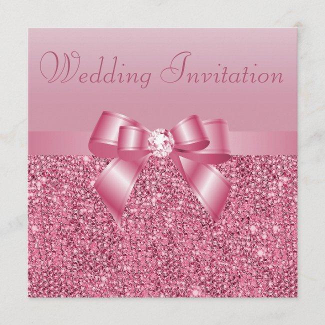 Pink Sequins, Bow & Diamond Wedding