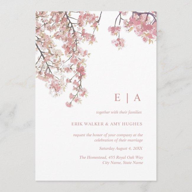 Pink Watercolor Cherry Blossom Wedding