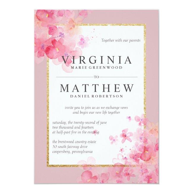 Pink Watercolor Cherry Blossoms Wedding