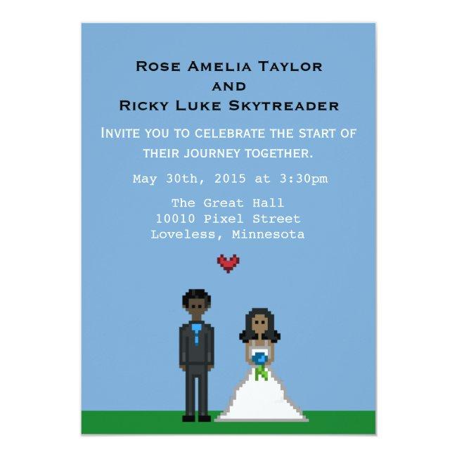 Pixel Gamer Bride & Groom Wedding Invite
