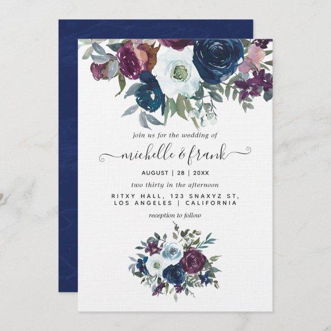 Plum And Navy Floral Wedding