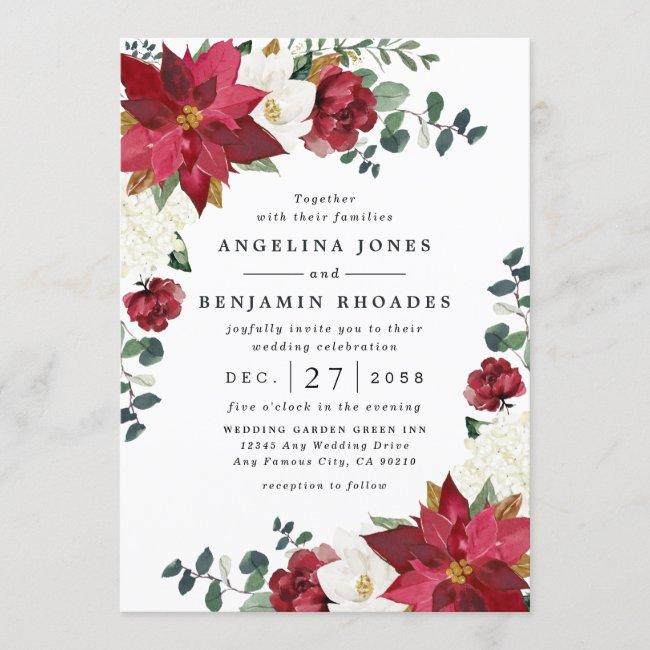 Poinsettia Red Winter Rustic Christmas Wedding