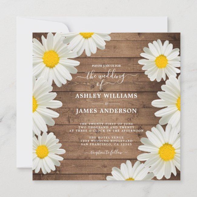 Pretty Daisies White Floral Rustic Wood Wedding