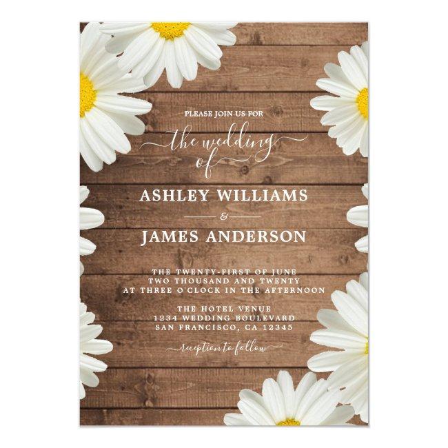 Pretty Daisies White Floral Rustic Wood Wedding