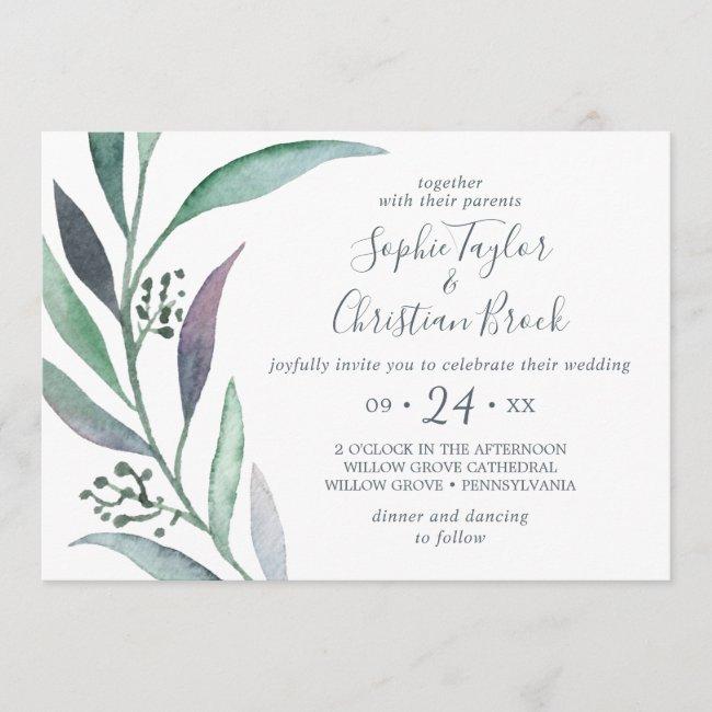 Purple And Green Eucalyptus Horizontal Wedding