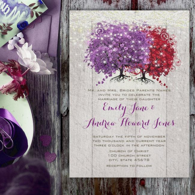 Purple And Red Heart Leaf Forest Tree Wedding
