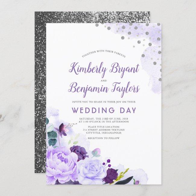 Purple And Silver | Floral Watercolor Wedding