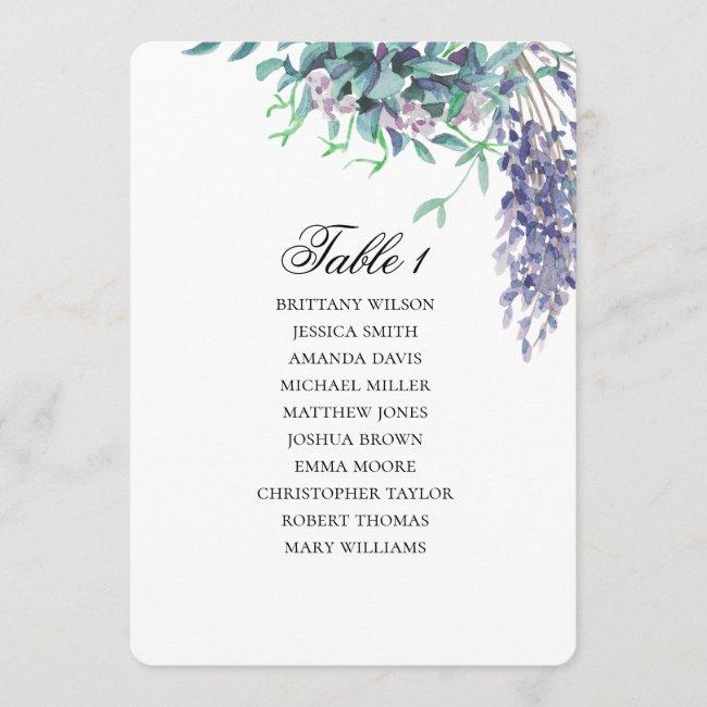 Purple And Teal Seating Chart. Floral Wedding Plan