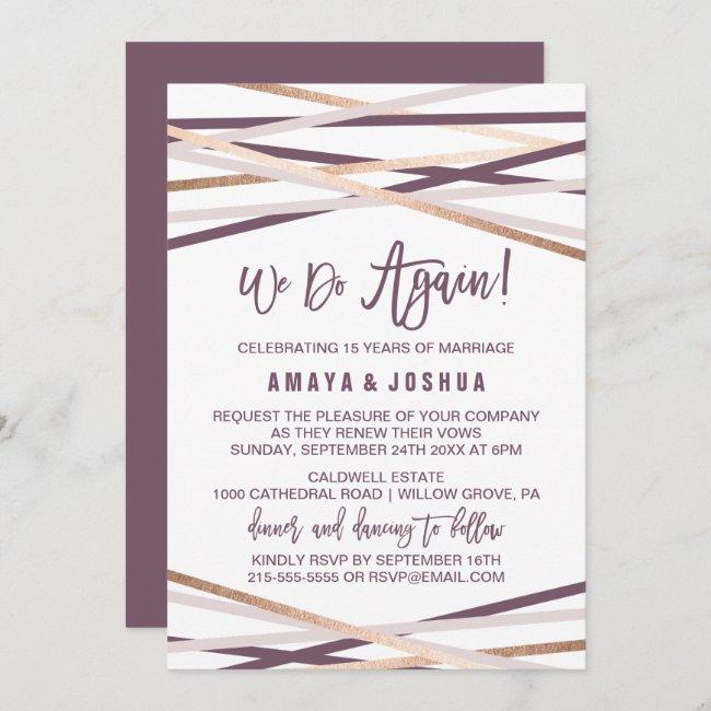 Purple Blush And Rose Gold Streamers Vow Renewal