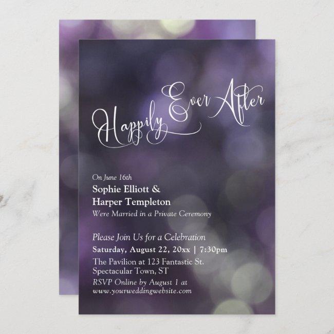 Purple Bokeh Light "happily Ever After" Typography
