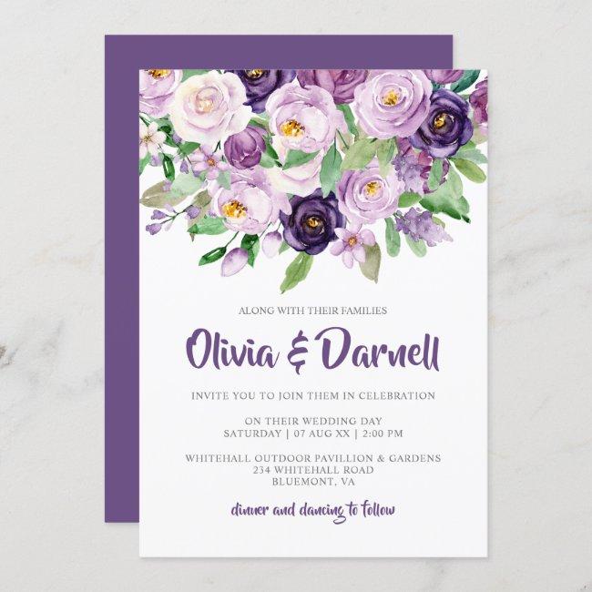 Purple Lavender Watercolor Floral Wedding
