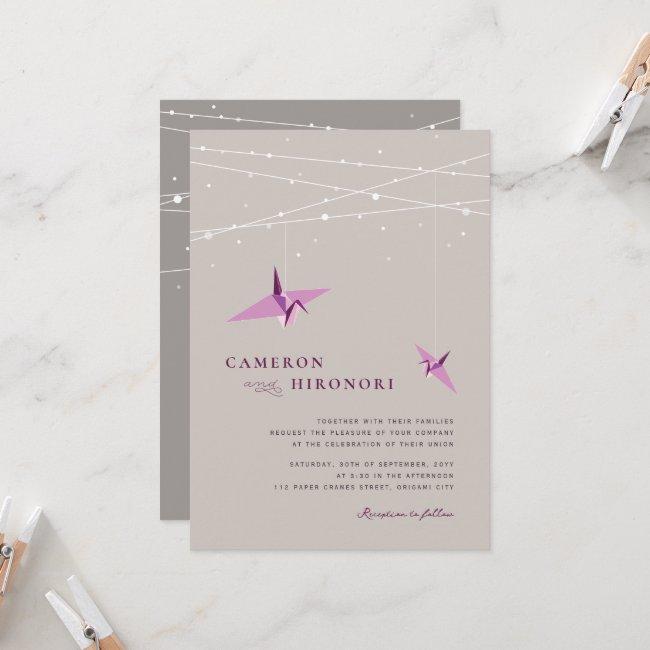Purple Paper Cranes Fairy Lights Asian Wedding