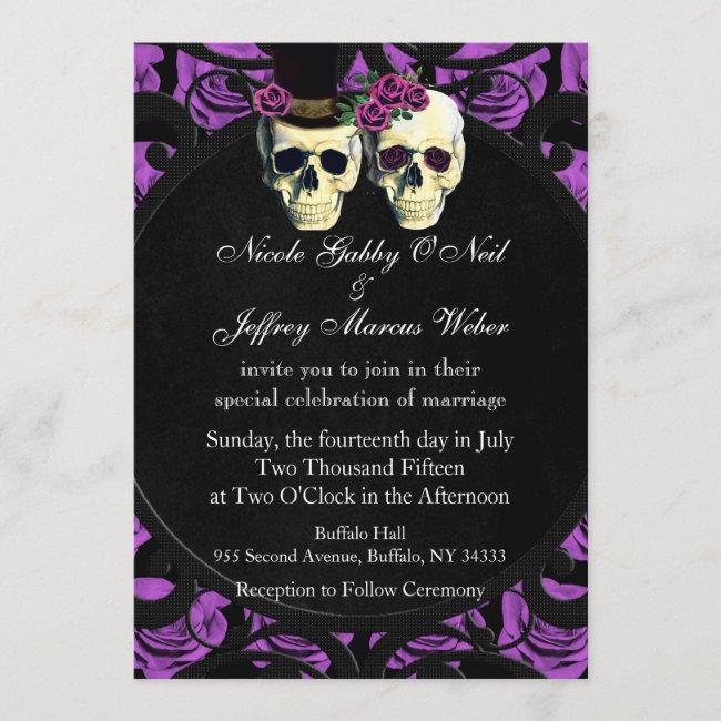 Purple Skulls Bride & Groom Wedding