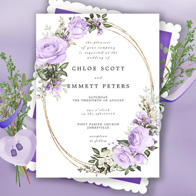Purple White Rose Floral Waterolor Wedding