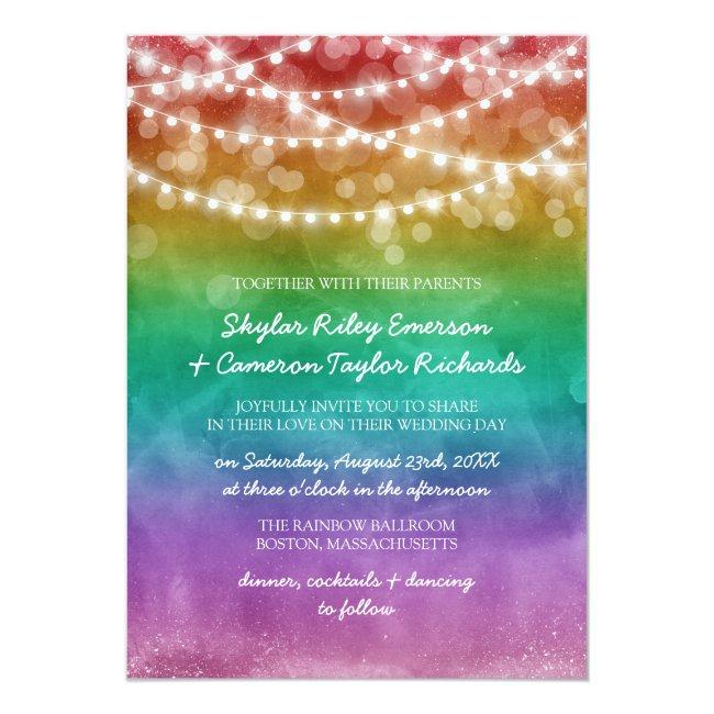 Rainbow Ombre String Lights Gay Wedding
