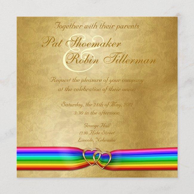 Rainbow Ribbon Double Hearts Wedding  6