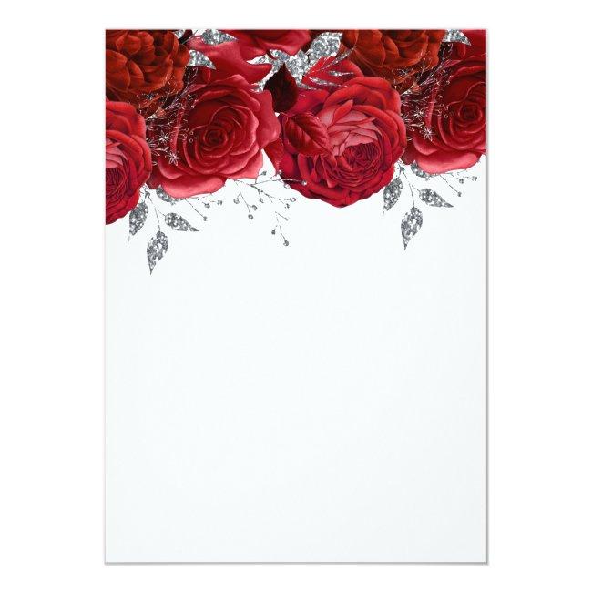 Real Foil Romantic Red Rose Wedding Silver Foil