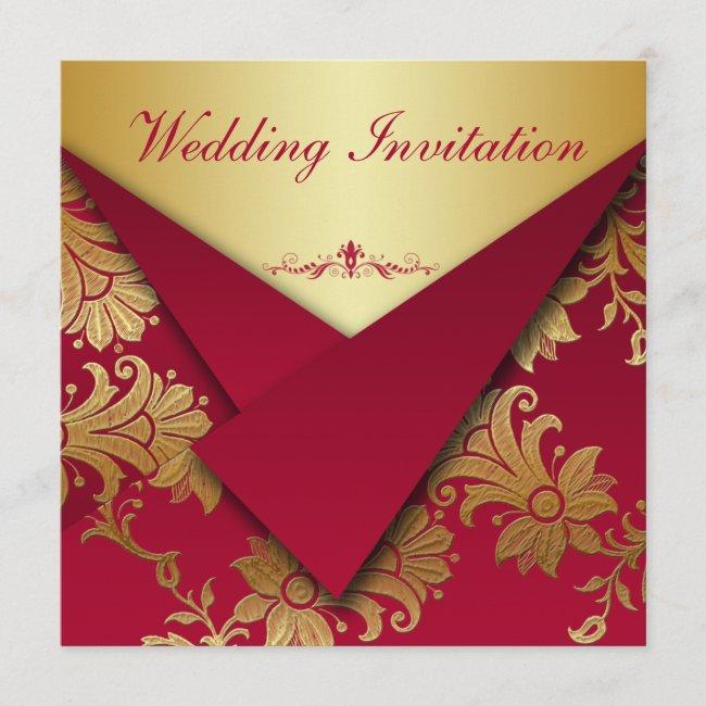 Red And Gold Floral Wedding