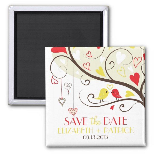 Red And Yellow Love Birds Save The Date Magnet