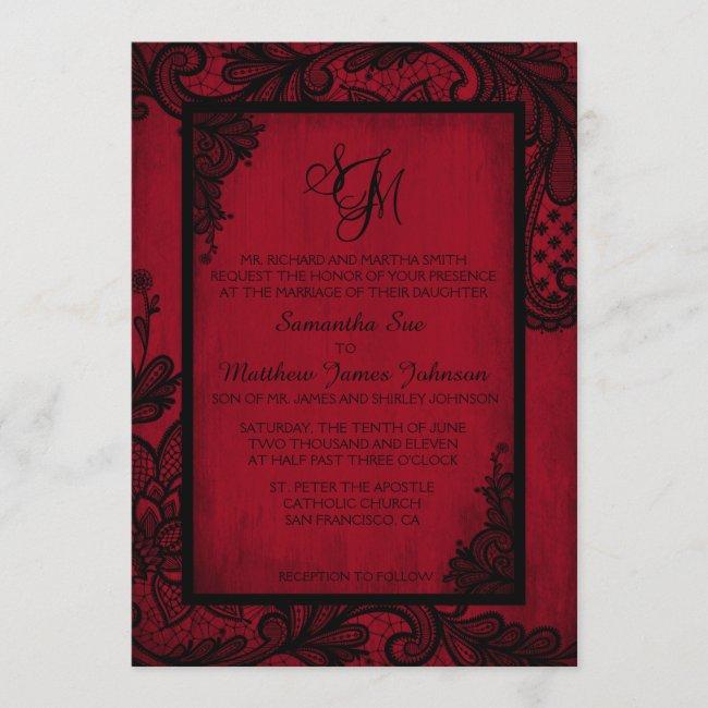 Red Black Lace Gothic Wedding