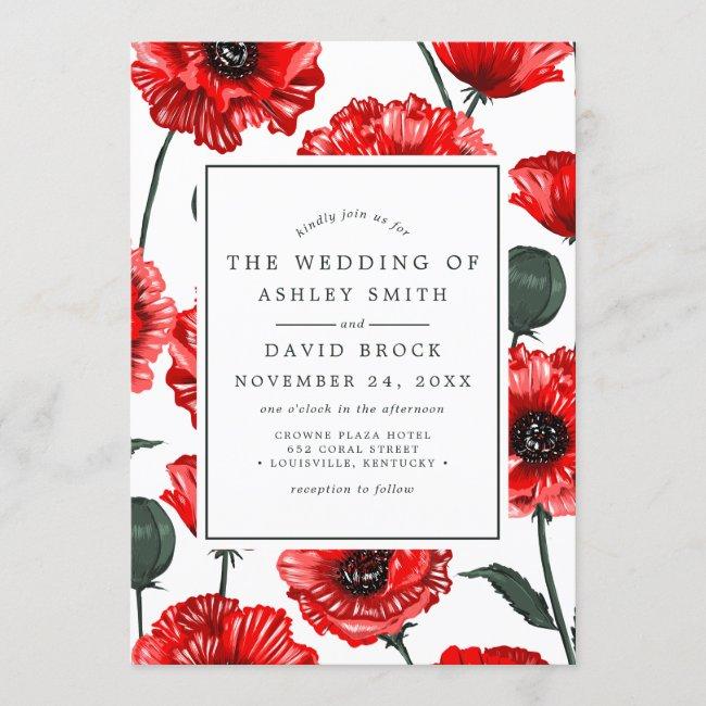 Red Poppy Flowers Floral Wedding