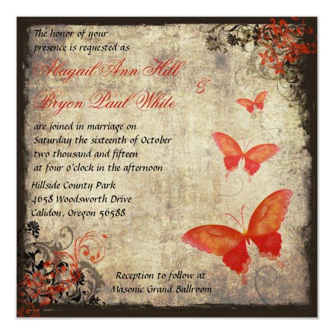 Red Vintage Butterfly Wedding