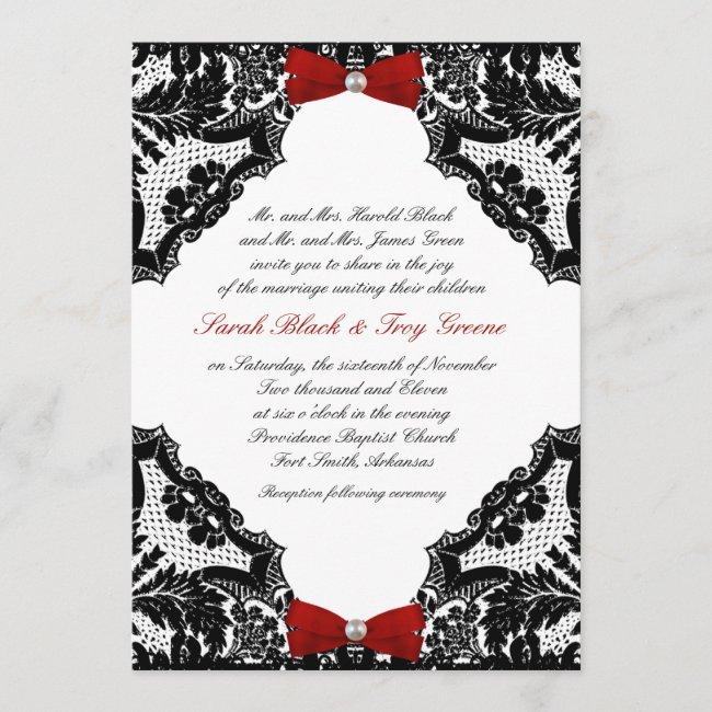 Red, White And Black Lace Wedding
