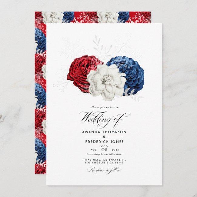 Red White And Blue Usa American Wedding Photo