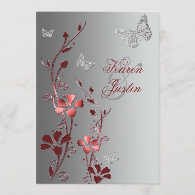 Red With Silver Butterflies Wedding