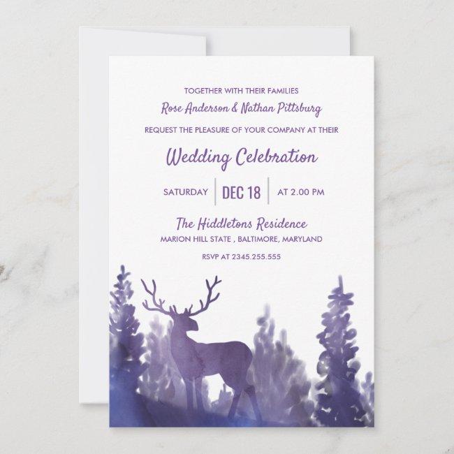 Reindeer Watercolor Purple | Winter Wedding