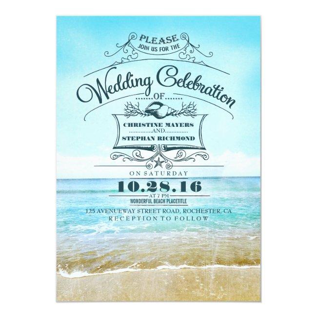 Retro Beach Wedding  Blue Ombre Seaside