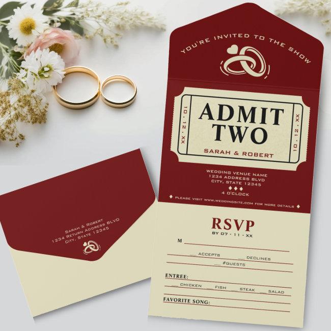 Retro Cinema Theater Admit Two Ticket Wedding All In One