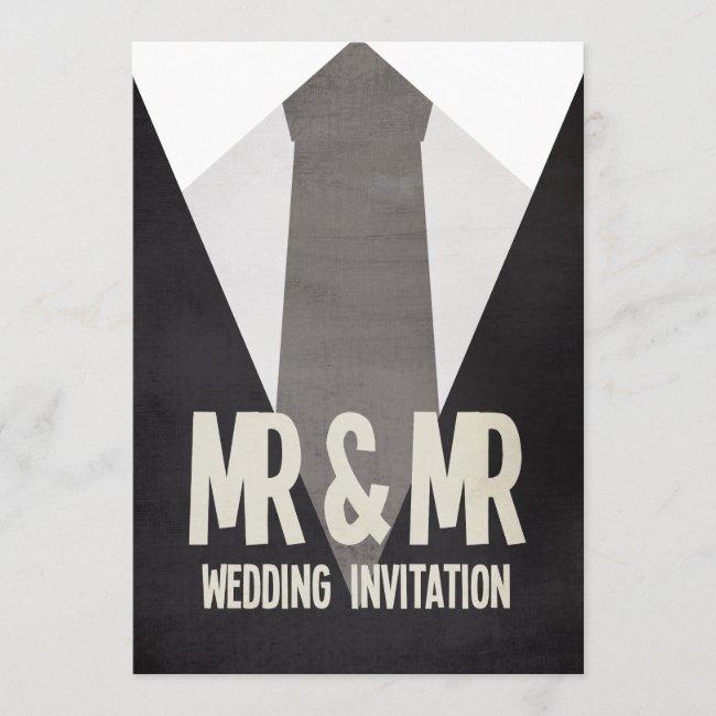 Retro Mr & Mr Suit & Tie Gay Wedding