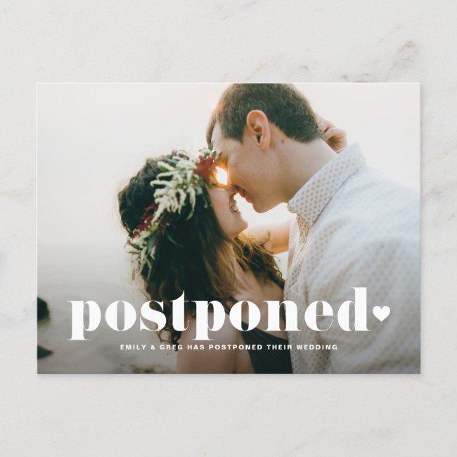 Retro Typography Photo Wedding Postponement Announcement Post