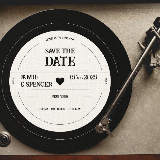 Retro Unique Vinyl Record Wedding Save The Date