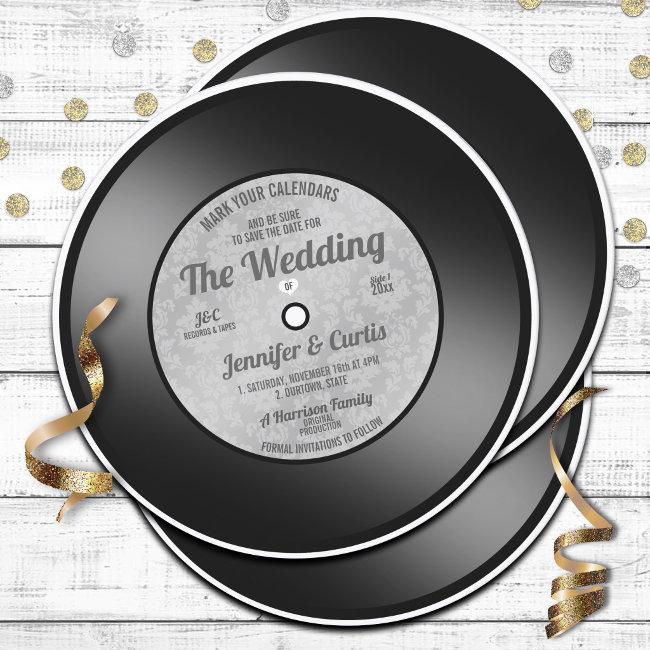 Retro Vinyl Record Wedding Save The Date